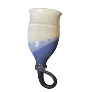 Kings Pottery Orgy Horn Blue& White Glazed Handmade Drinking Horn
